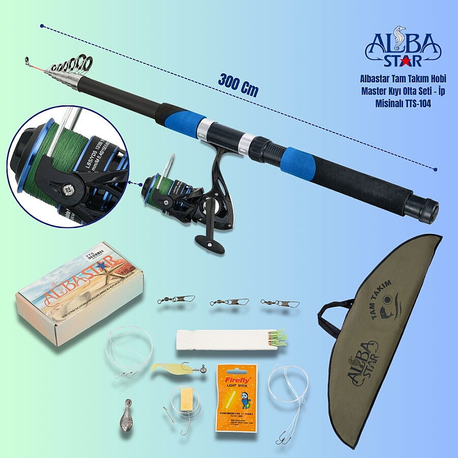 Albastar Tam Takım Hobi Master Kıyı Olta Seti – İp Misinalı – 300 cm - TTS104 - 1