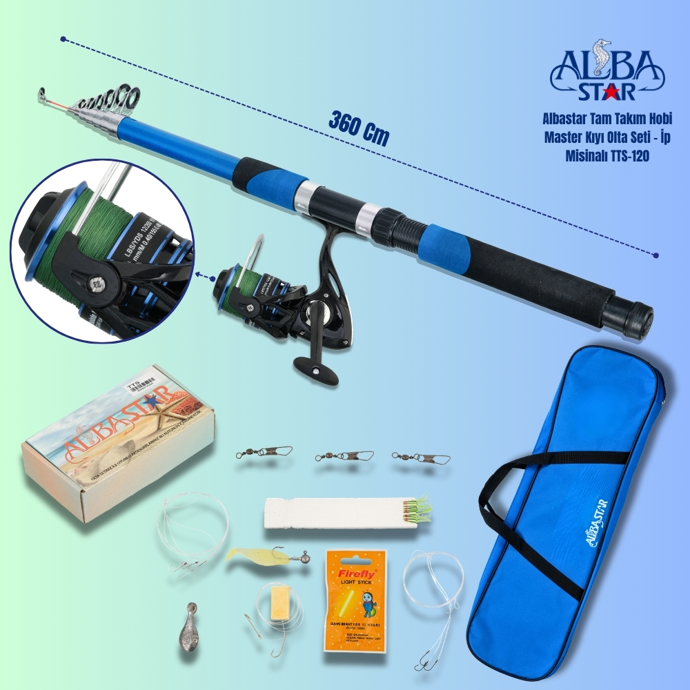 Albastar Tam Takım Hobi Master Kıyı Olta Seti – İp Misinalı – 300