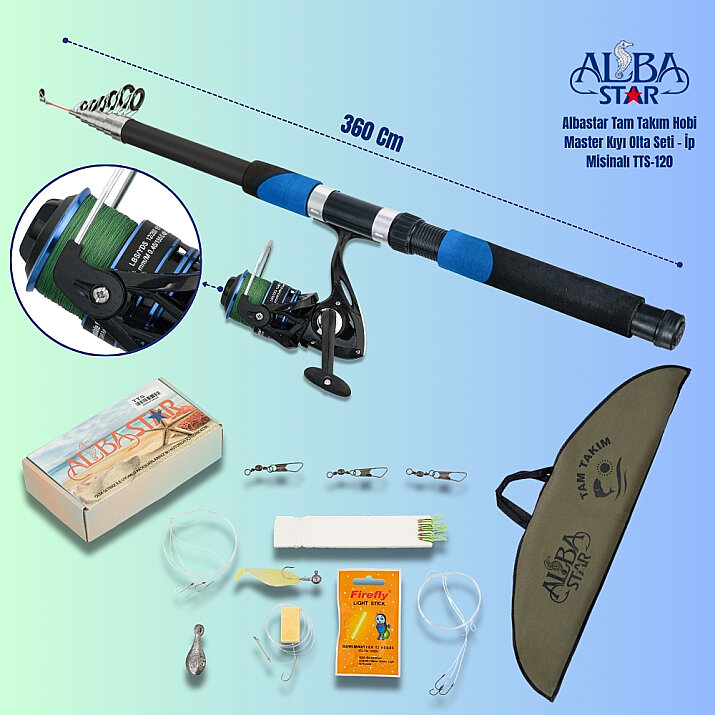 Albastar Tam Takım Hobi Master Kıyı Olta Seti – İp Misinalı – 360 cm - TTS120 - Albastar