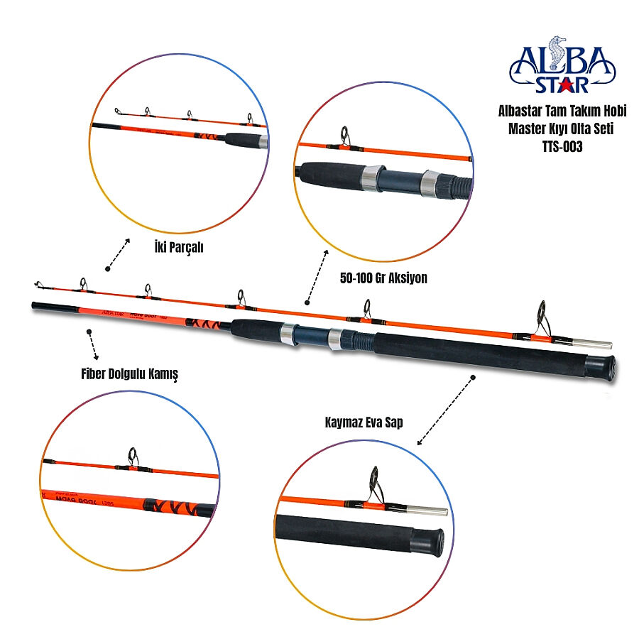 Albastar Tam Takım Profesyonel Tekne Olta Seti TTS003 - 3