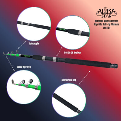 Albastar Viper Supreme Kıyı Olta Seti - İp Misinalı - VPR101 - 3