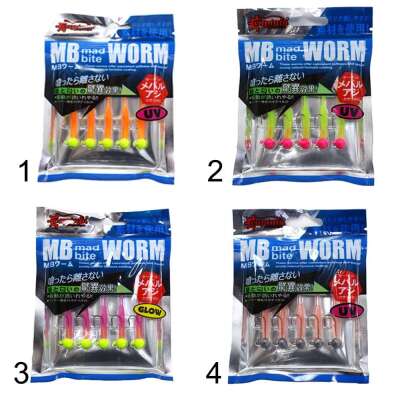 Captain 3521 Mini Worm 45cm Jig Headli LRF Silikon Yem 5li SET - 1