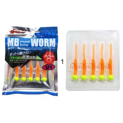 Captain 3521 Mini Worm 45cm Jig Headli LRF Silikon Yem 5li SET - 3