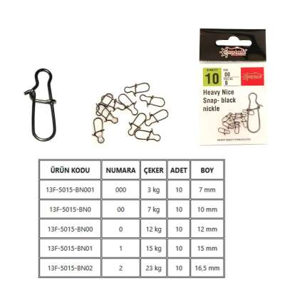 Captain 5015 Sahte Balık Klipsi Snap İnox 10lu Paket Black Nikel - 1