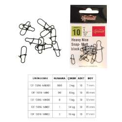 Captain 5016 Sahte Balık Klipsi Snap İnox 10lu Paket Mat Black - Captain