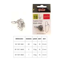 Captain 5017 Sahte Balık Klipsi Snap Strong 10lu Paket Black Nikel - Captain