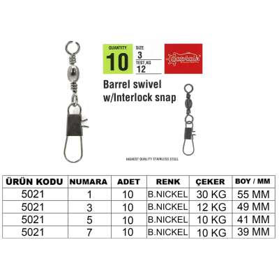Captain 5021 Kilitli Klips 10lu Paket Black Nikel - 1