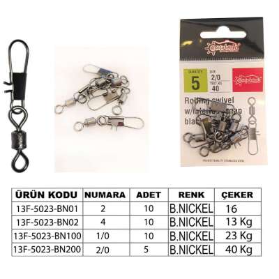 Captain 5023 Kilitli Klips İnox 10lu Paket Black Nikel - 2