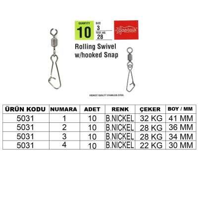 Captain 5031 Hoked Klips 10lu Paket Black Nikel - 1