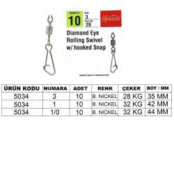 Captain 5034 Diamond Hoked Klips 10lu Paket Black Nikel - Captain