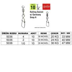 Captain 5036 Germany-A Klips 10lu Paket Black Nikel - Captain