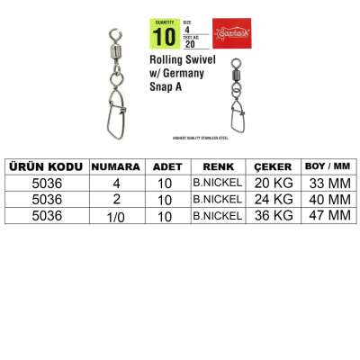 Captain 5036 Germany-A Klips 10lu Paket Black Nikel - 1