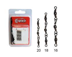 Captain 5105 3 Zincir Fırdöndü 6lı Paket Black Nikel - Captain