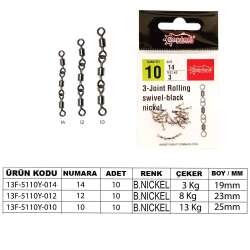 Captain 5110 3 Zincir Rulmanlı Fırdöndü 10lu Paket Black Nikel - Captain