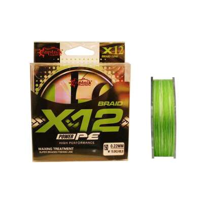 Captain X12 Power PE 12 Örgü Spin İp Misina 150mt Green White - 1
