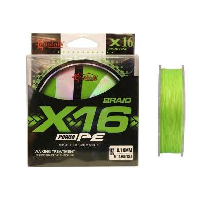 Captain X16 Power PE 16 Örgü Spin İp Misina 150mt Light Green - 1