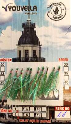 Çinekop Çaparisi UV-GLOW Simli 10 İğneli Kolay Açılan Çapari 025mm Beden x 035mm Köstek - 4