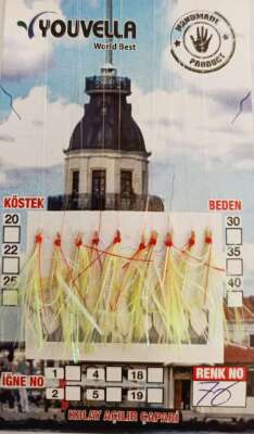 Çinekop Çaparisi UV-GLOW Simli 10 İğneli Kolay Açılan Çapari 025mm Beden x 035mm Köstek - 7