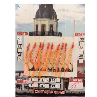 Çinekop Çaparisi UV-GLOW Simli 10 İğneli Kolay Açılan Çapari 025mm Beden x 035mm Köstek - 11