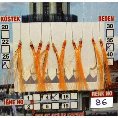 Çinekop Çaparisi UV-GLOW Simli 10 İğneli Kolay Açılan Çapari 025mm Beden x 035mm Köstek - 13