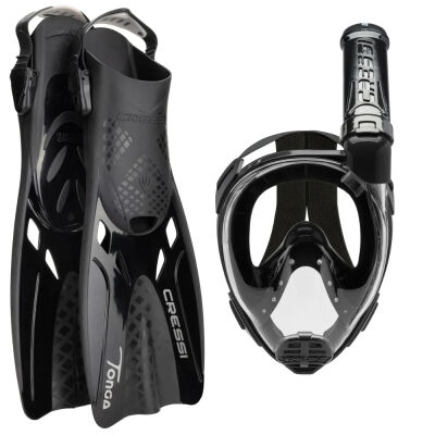 Cressi Baron Maske Şnorkel + Tonga Palet Seti - 1