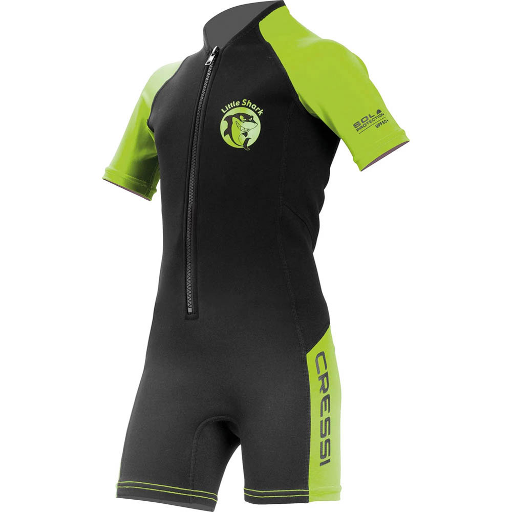 Cressi Little Shark Junior Shorty Dalış Elbisesi BLACK / LIME 2MM - 9/10 YAŞ