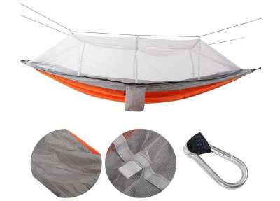 Hamak 7410 Fileli ve Cibinlikli Pro Hamak 190x70cm Turuncu-Gri - 1