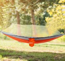 Hamak 7410 Fileli ve Cibinlikli Pro Hamak 190x70cm Turuncu-Gri - 3