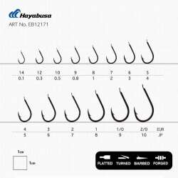 Hayabusa HCHN 121 Kısa Pala Dövme Olta İğnesi 15li Paket Black Nikel - 3