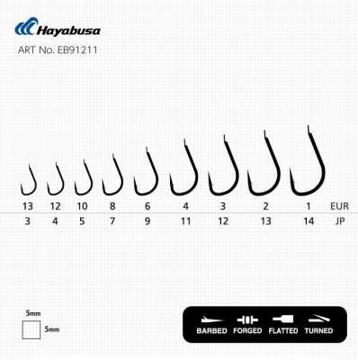 Hayabusa HIZU 912 Kısa Pala Dövme Olta İğnesi 15li Paket Nikel - 2