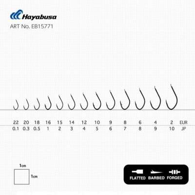 Hayabusa HKAJ 157 Kısa Pala Dövme Olta İğnesi 15li Paket Black Nikel - 5