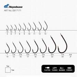 Hayabusa HMRS 171 Kısa Pala Dövme Olta İğnesi 15li Paket Black Nikel - 3