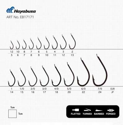Hayabusa HMRS 171 Kısa Pala Dövme Olta İğnesi 15li Paket Black Nikel - 3