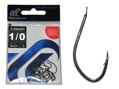 Hayabusa HSNA 201 Kısa Pala Olta İğnesi 15li Paket Black Nikel - 1