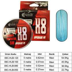 Hook Line 8X Upgrade PE Bloody Predator Assist İpi 5mt Mavi - 2