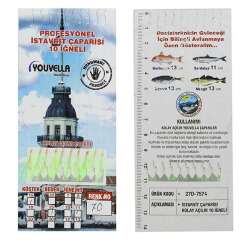 İstavrit Çaparisi UV-GLOW Simli 10 İğneli Kolay Açılan Çapari 025mm Beden x 015mm Köstek - Captain
