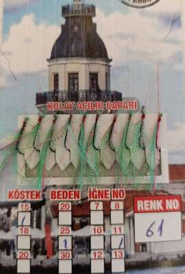 İstavrit Çaparisi UV-GLOW Simli 10 İğneli Kolay Açılan Çapari 025mm Beden x 015mm Köstek - 1