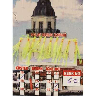 İstavrit Çaparisi UV-GLOW Simli 10 İğneli Kolay Açılan Çapari 025mm Beden x 015mm Köstek - 27