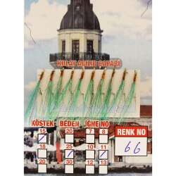 İstavrit Çaparisi UV-GLOW Simli 10 İğneli Kolay Açılan Çapari 025mm Beden x 015mm Köstek - 23