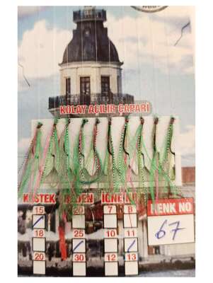 İstavrit Çaparisi UV-GLOW Simli 10 İğneli Kolay Açılan Çapari 025mm Beden x 015mm Köstek - 22