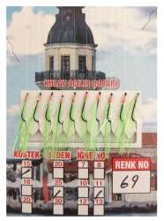 İstavrit Çaparisi UV-GLOW Simli 10 İğneli Kolay Açılan Çapari 025mm Beden x 015mm Köstek - 20