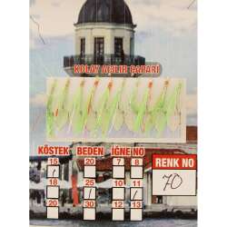 İstavrit Çaparisi UV-GLOW Simli 10 İğneli Kolay Açılan Çapari 025mm Beden x 015mm Köstek - 19