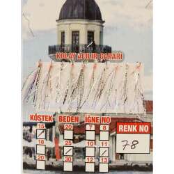 İstavrit Çaparisi UV-GLOW Simli 10 İğneli Kolay Açılan Çapari 025mm Beden x 015mm Köstek - 13