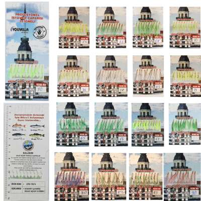 İstavrit Çaparisi UV-GLOW Simli 10 İğneli Kolay Açılan Çapari 025mm Beden x 015mm Köstek - 29