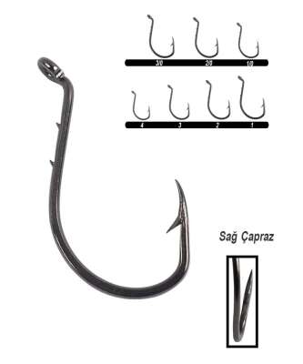 Youvella 1355 Delikli Tırnaklı Papağan Olta İğnesi 100lü Kutu Black Nikel - 1