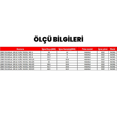 Youvella 2500 Jig Head İğnesi Delikli Uzun 100lü Kutu Nikel - 3