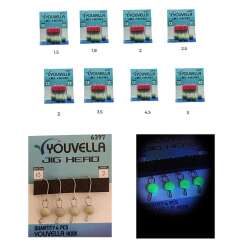 Youvella 6397 Mafsallı LRF Jig Head Glow Head 4lü Paket - Captain